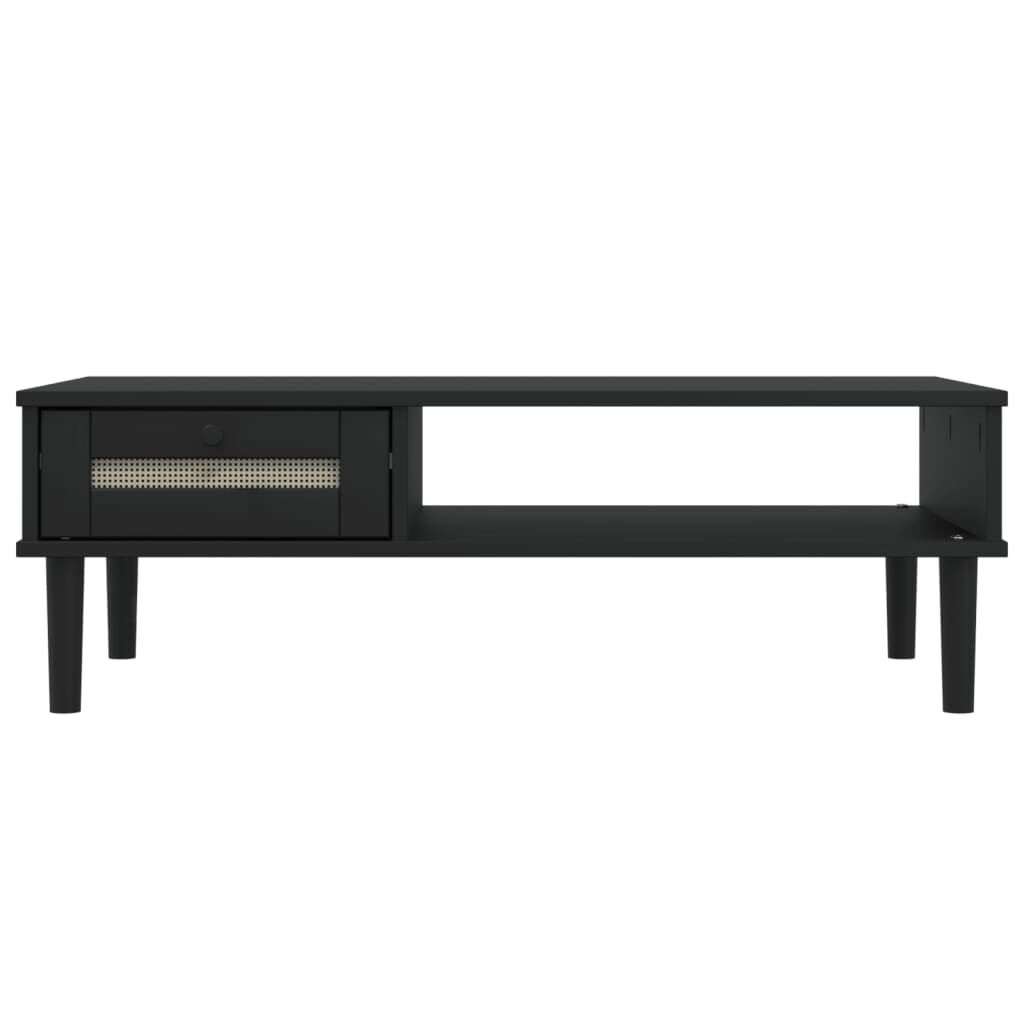 vidaXL Coffee Table SENJA Rattan Look Black 100x55x33 cm Solid Wood