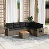 vidaXL 7 Piece Garden Sofa Set with Cushions Grey Poly Rattan