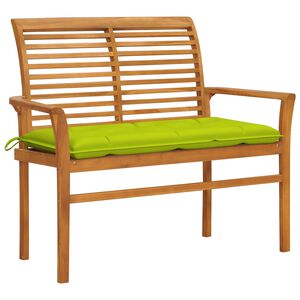 vidaXL Garden Bench with Bright Green Cushion 112 cm Solid Teak Wood
