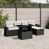 vidaXL 6 Piece Garden Sofa Set with Cushions Black Poly Rattan