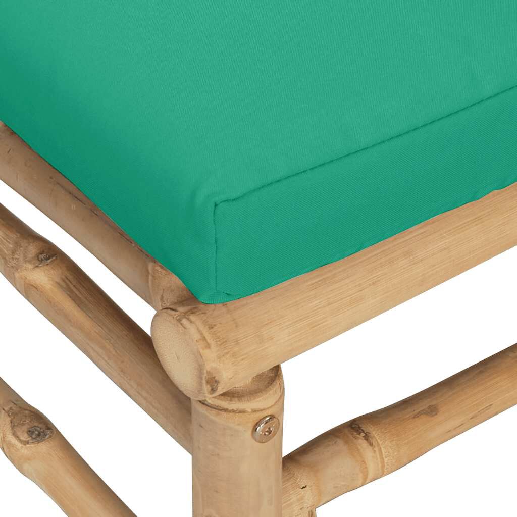 vidaXL 2 Piece Garden Lounge Set with Green Cushions Bamboo