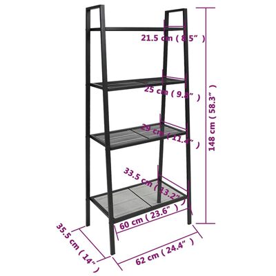 vidaXL Ladder Bookcase 4 Tiers Metal Anthracite