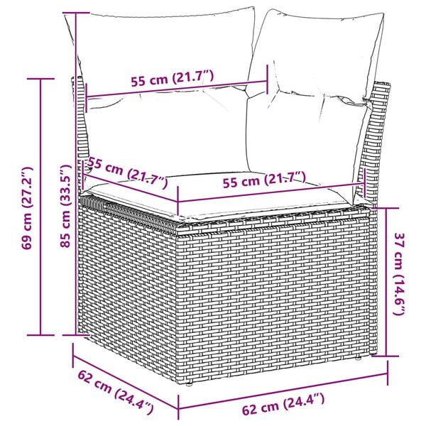 vidaXL 9 Piece Garden Sofa Set with Cushions Black Poly Rattan