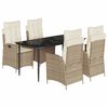 vidaXL 5 Piece Garden Dining Set with Cushions Beige Poly Rattan