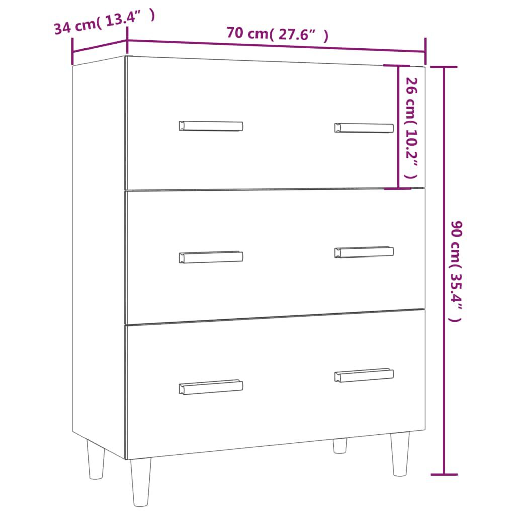 vidaXL Sideboard White 70x34x90 cm Engineered Wood