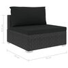 vidaXL 8 Piece Garden Lounge Set with Cushions Poly Rattan Black