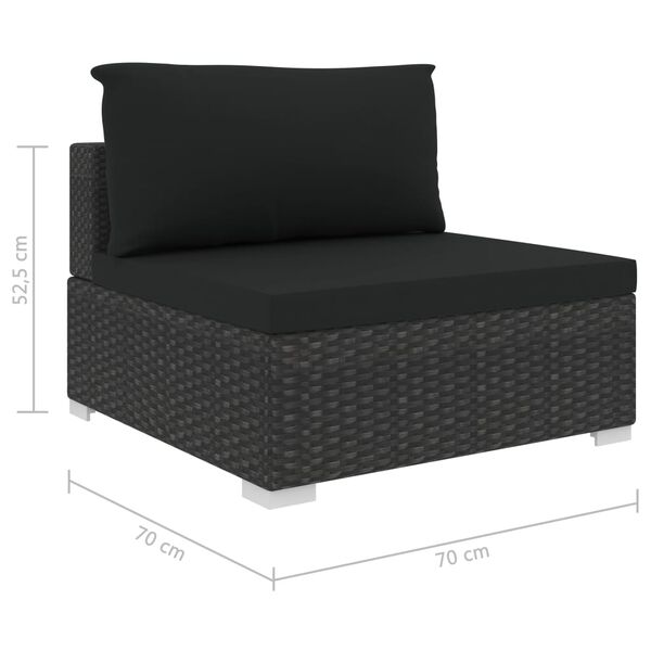 vidaXL 8 Piece Garden Lounge Set with Cushions Poly Rattan Black