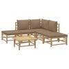vidaXL 6 Piece Garden Lounge Set with Taupe Cushions Bamboo