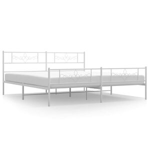 vidaXL Metal Bed Frame without Mattress with Footboard White 193x203cm