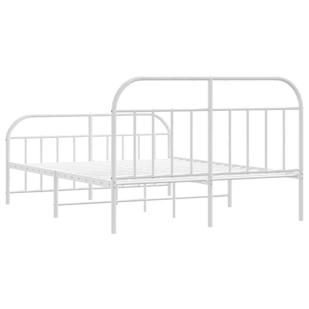 vidaXL Metal Bed Frame without Mattress with Footboard White 150x200cm