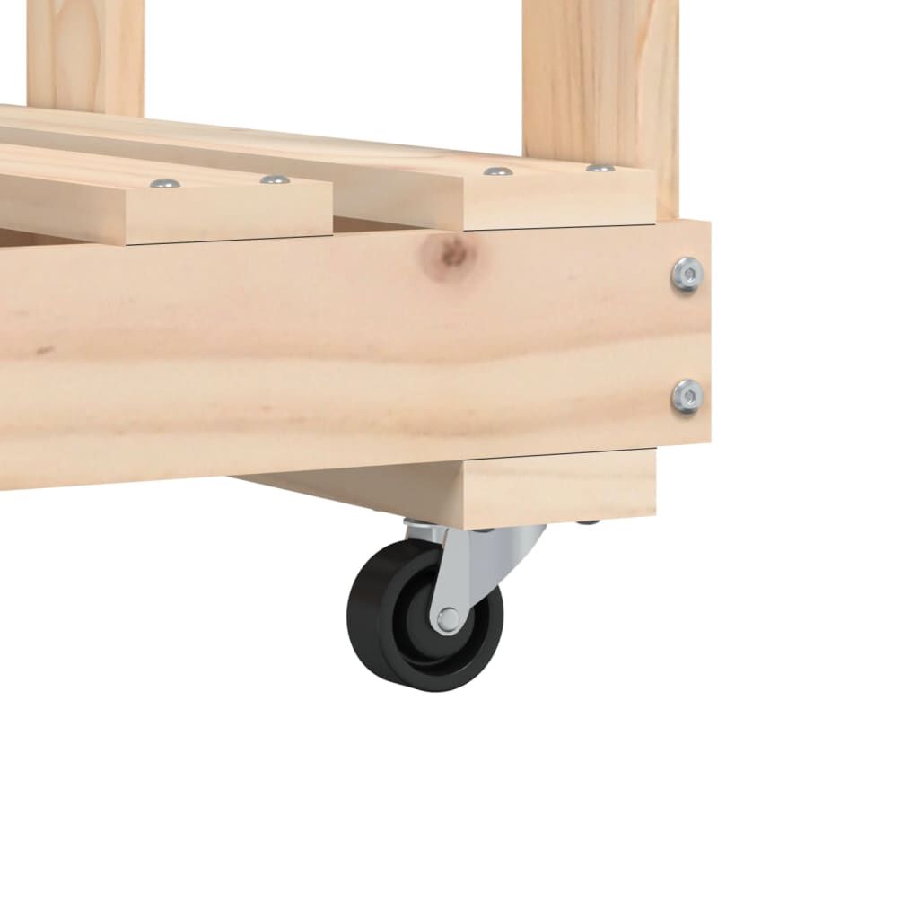 vidaXL Log Holder with Wheels 76.5x40x108 cm Solid Wood Pine