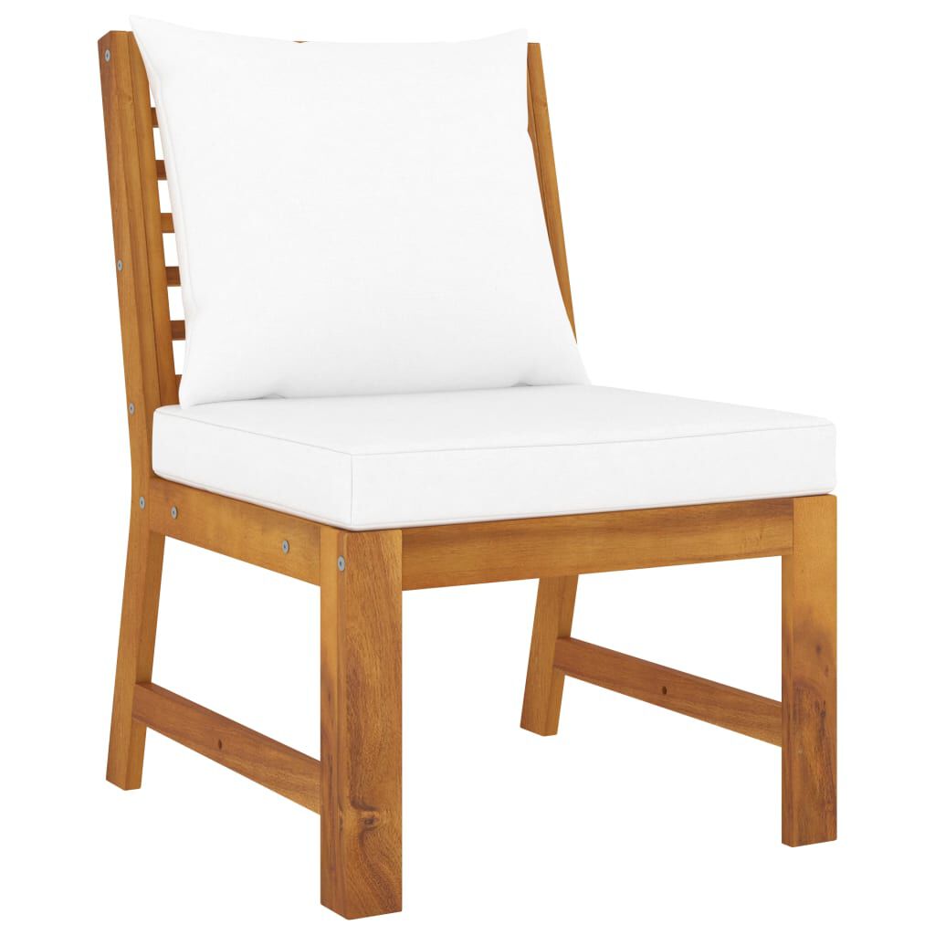 vidaXL 4 Piece Garden Lounge Set with Cushion Cream Solid Acacia Wood