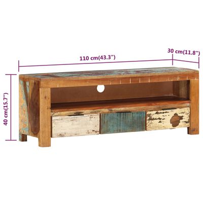 vidaXL TV Cabinet 110x30x40 cm Solid Reclaimed Wood