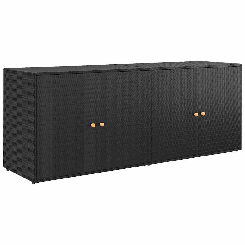 vidaXL Garden Storage Cabinet Black 198x55.5x80 cm Poly Rattan