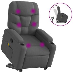 vidaXL Stand up Massage Recliner Chair Dark Grey Fabric