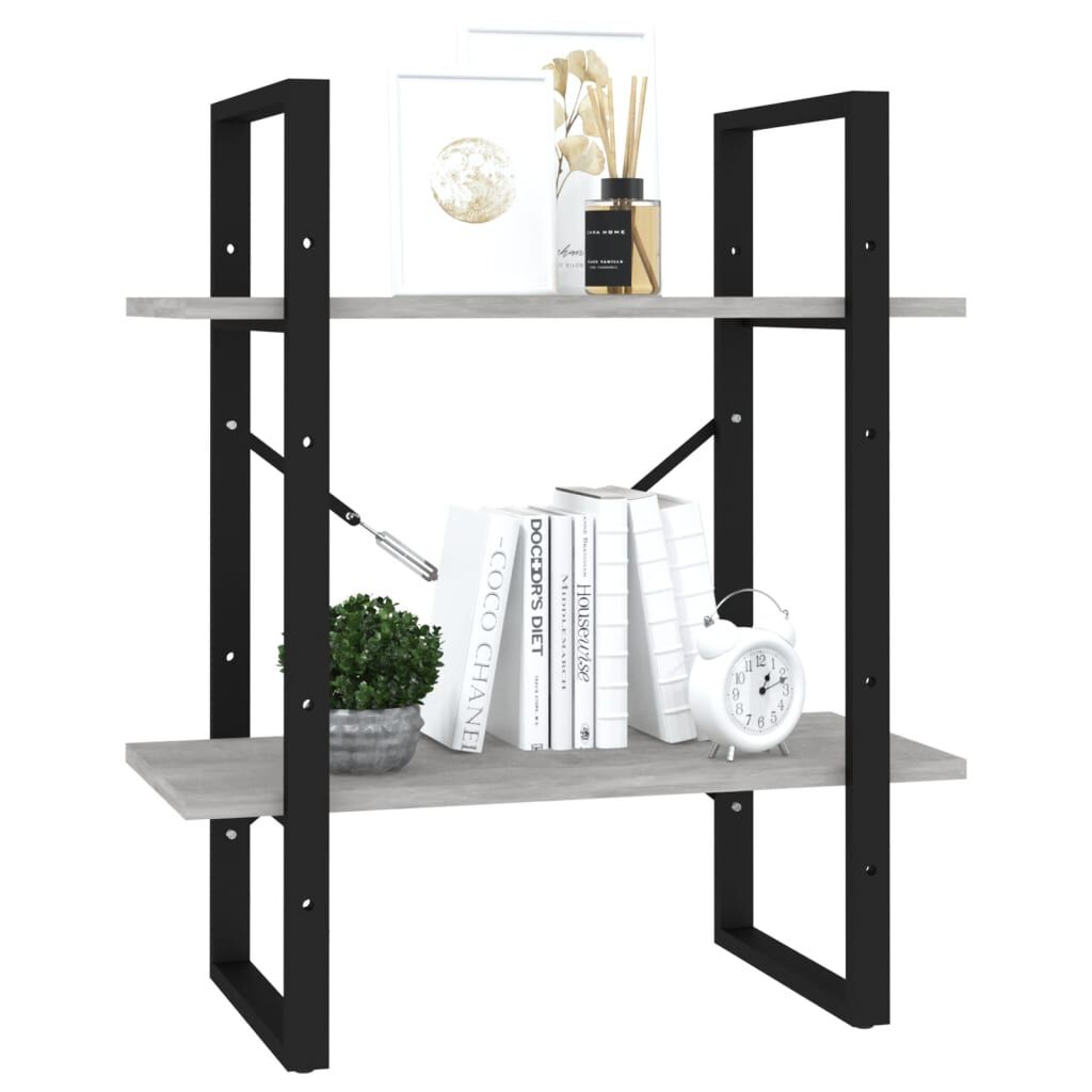 vidaXL 2-Tier Book Cabinet Concrete Grey 60x30x70 cm Engineered Wood