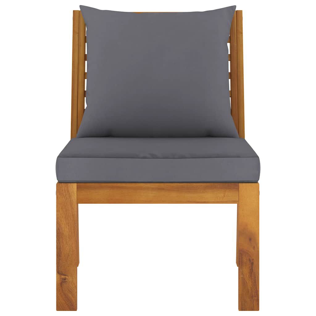 vidaXL Sectional Middle Sofa with Dark Grey Cushion Solid Acacia Wood