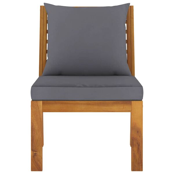 vidaXL Sectional Middle Sofa with Dark Grey Cushion Solid Acacia Wood