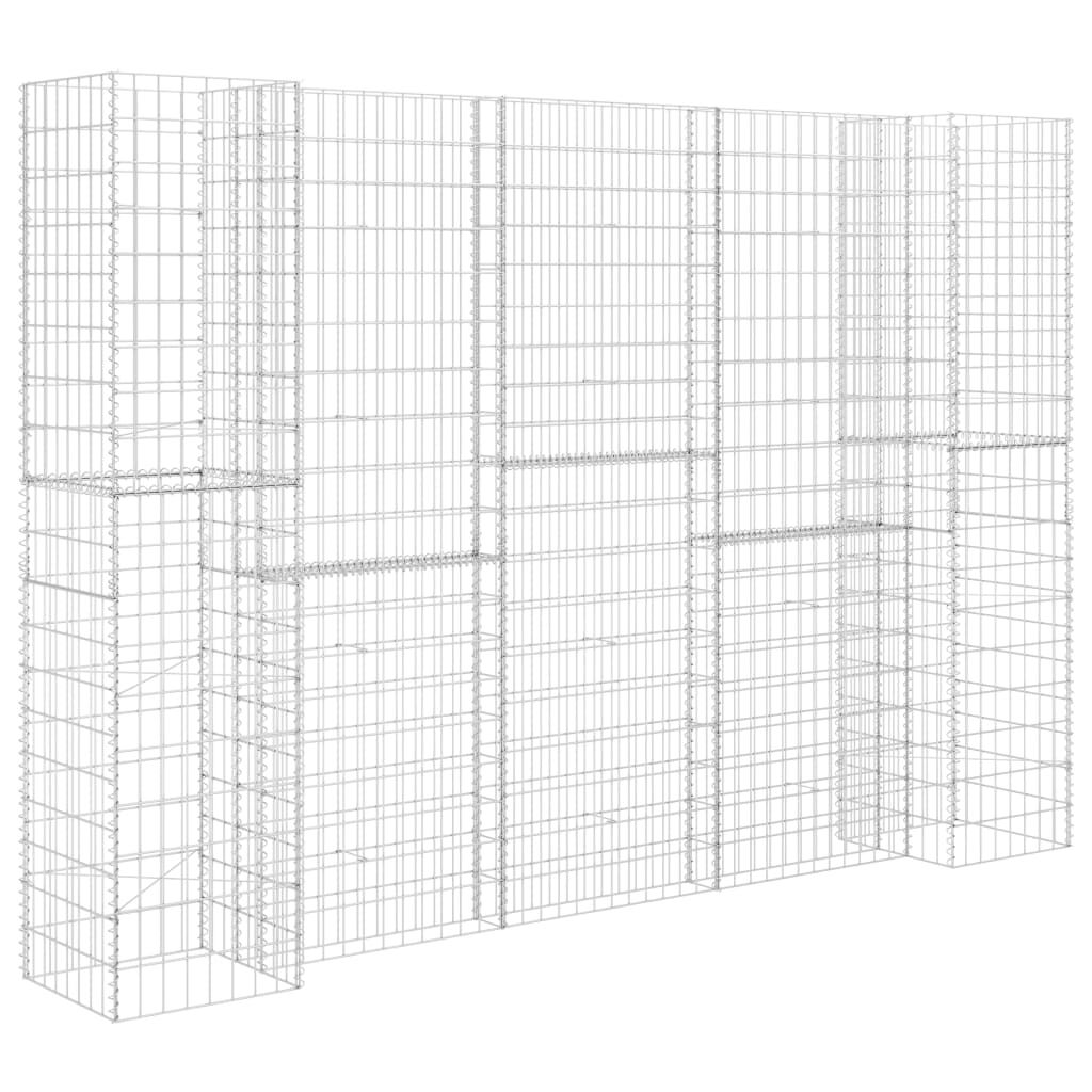 vidaXL H-Shaped Gabion Planter Steel Wire 260x40x200 cm