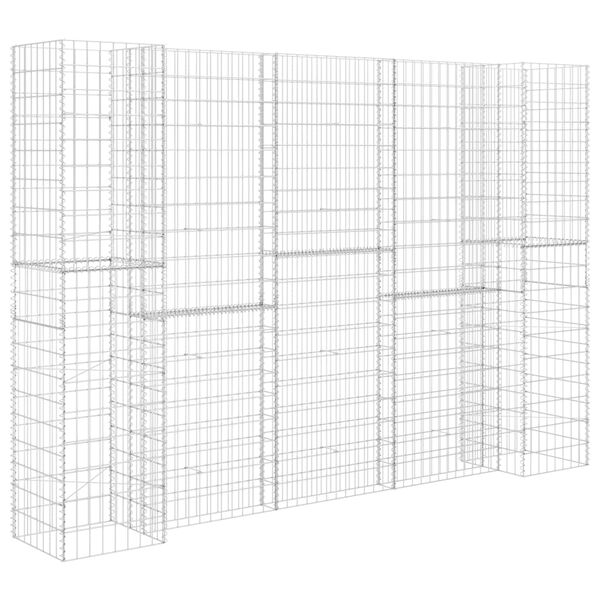 vidaXL H-Shaped Gabion Planter Steel Wire 260x40x200 cm