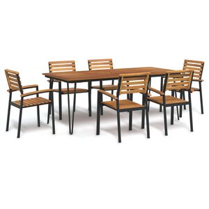 vidaXL 7 Piece Garden Dining Set Solid Wood Acacia and Metal
