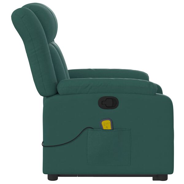 vidaXL Stand up Massage Recliner Chair Dark Green Fabric