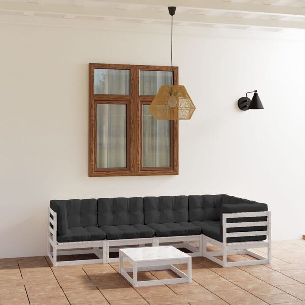 vidaXL 6 Piece Garden Lounge Set with Cushions Solid Pinewood