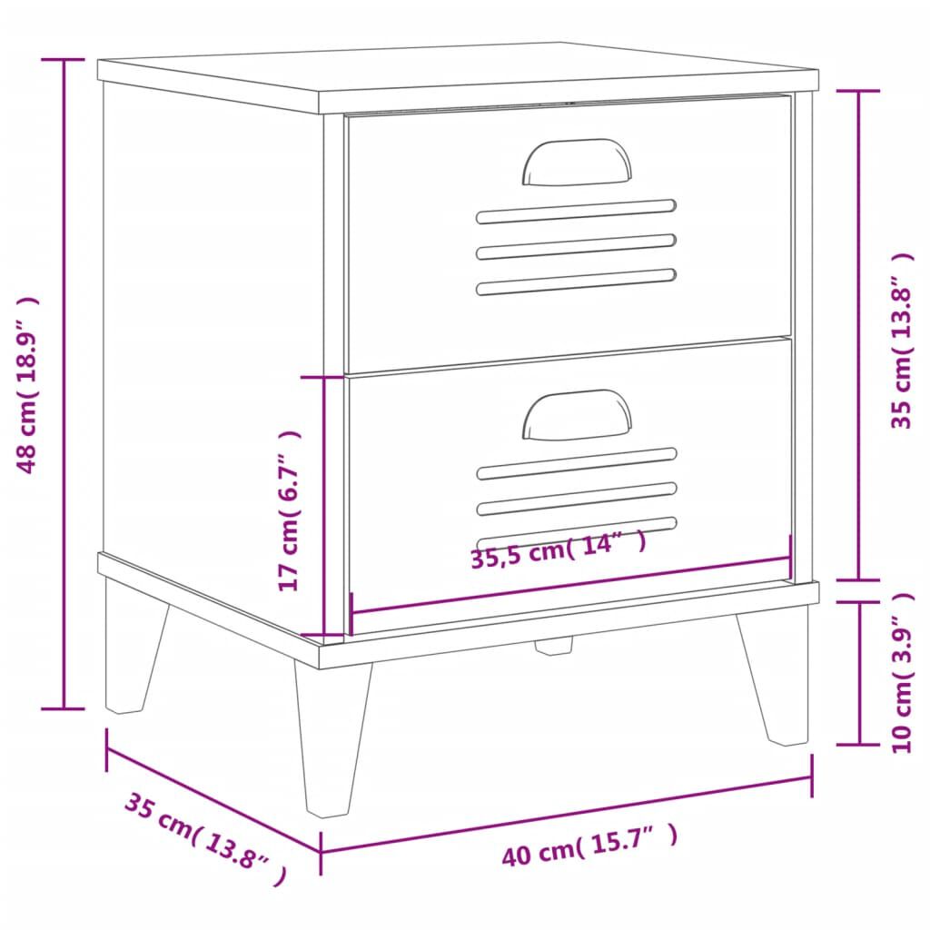 vidaXL Bedside Cabinet VIKEN White Engineered Wood