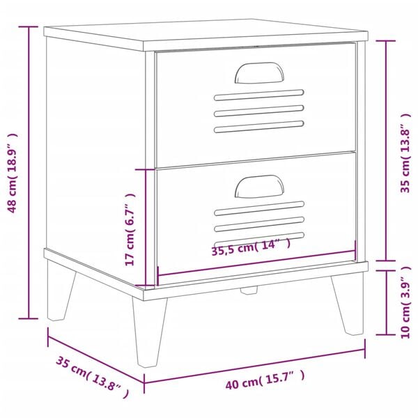 vidaXL Bedside Cabinet VIKEN White Engineered Wood
