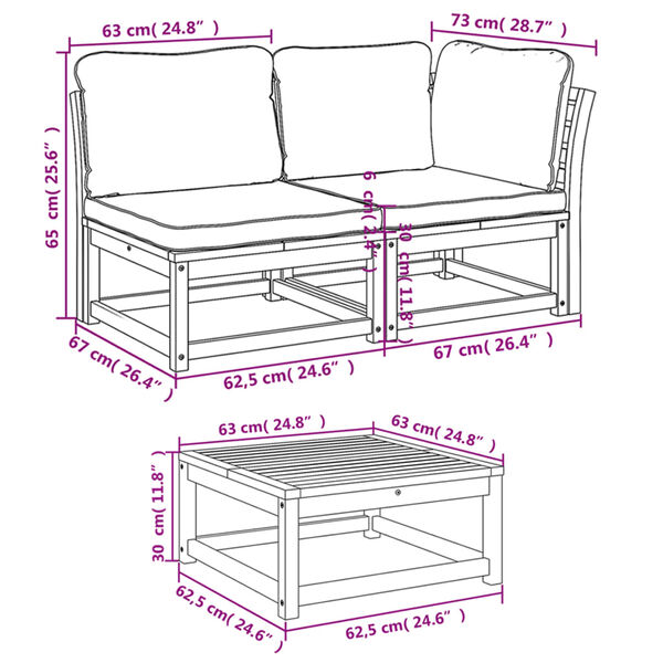 vidaXL 9 Piece Garden Lounge Set with Cushions Solid Wood Acacia