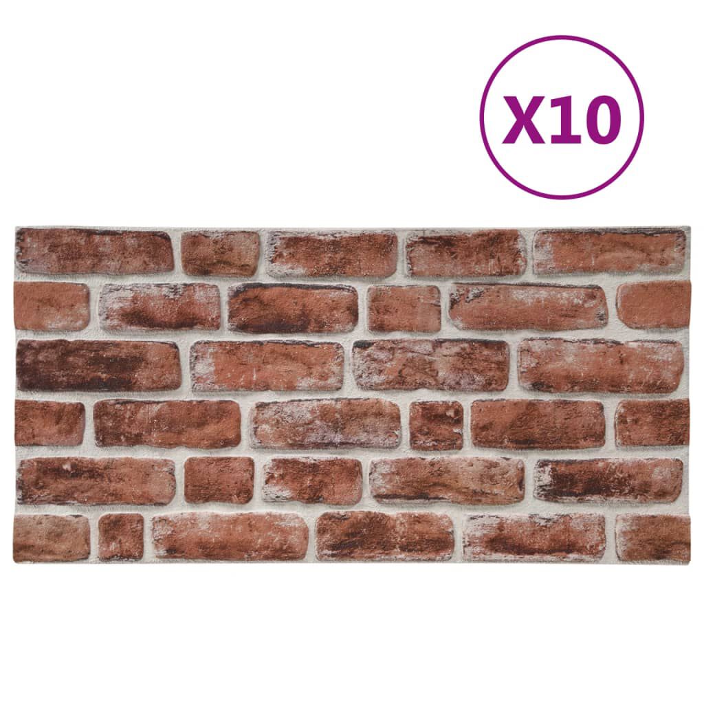 vidaXL 3D Wall Panels with Dark Brown Brick Design 10 pcs EPS