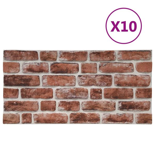 vidaXL 3D Wall Panels with Dark Brown Brick Design 10 pcs EPS
