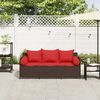 vidaXL Garden Sofa with Cushions 3-Seater Brown Poly Rattan