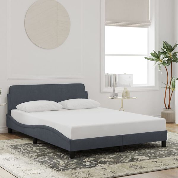 vidaXL Bed Frame "Dover" Dark Grey 137x190 cm Double Velvet
