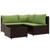 vidaXL 4 Piece Garden Lounge Set with Cushions Brown Poly Rattan