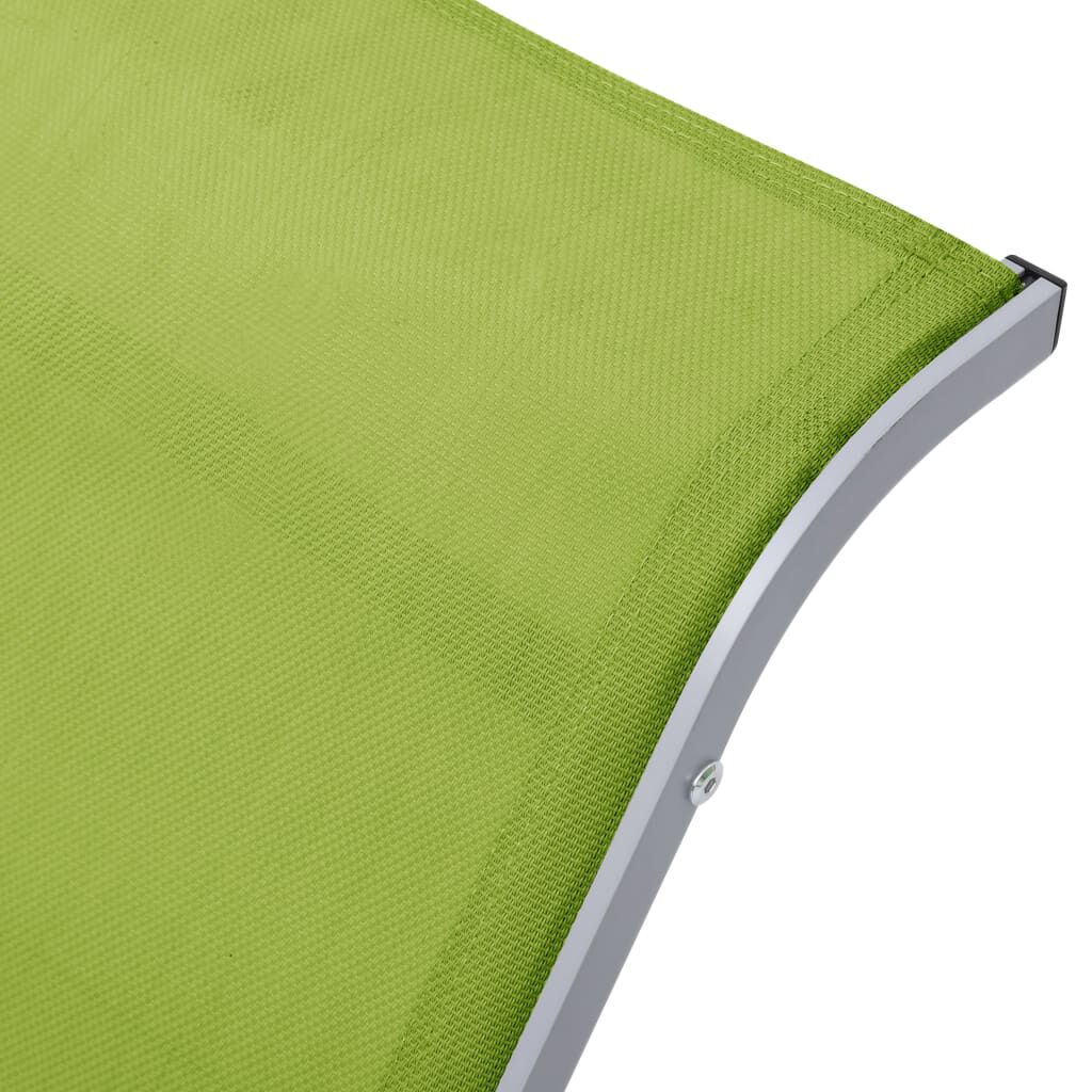 vidaXL Sun Loungers 2 pcs with Table Aluminium Green
