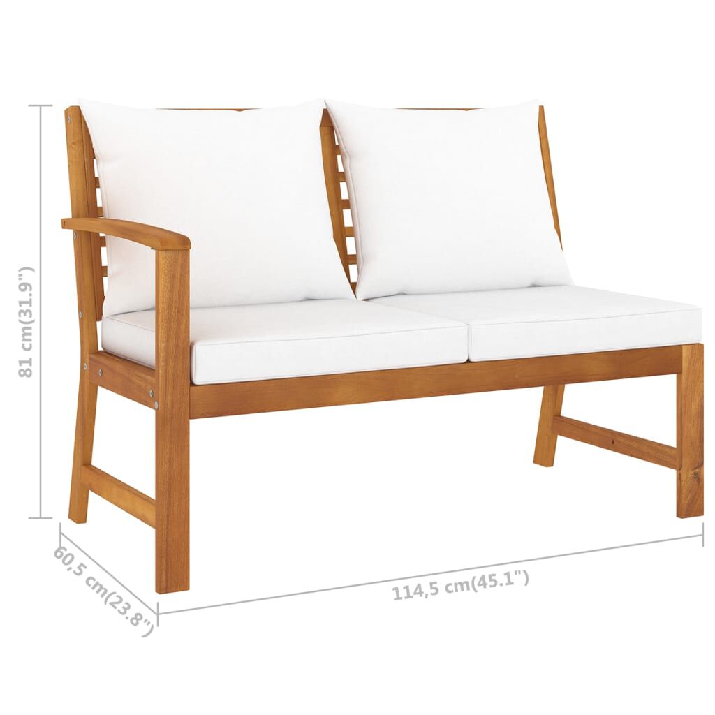 vidaXL 4 Piece Garden Lounge Set with Cushion Cream Solid Acacia Wood