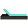 vidaXL Double Sun Lounger with Cushions Black Poly Rattan