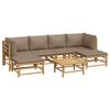 vidaXL 7 Piece Garden Lounge Set with Taupe Cushions Bamboo