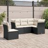 vidaXL 5 Piece Garden Sofa Set with Cushions Black Poly Rattan