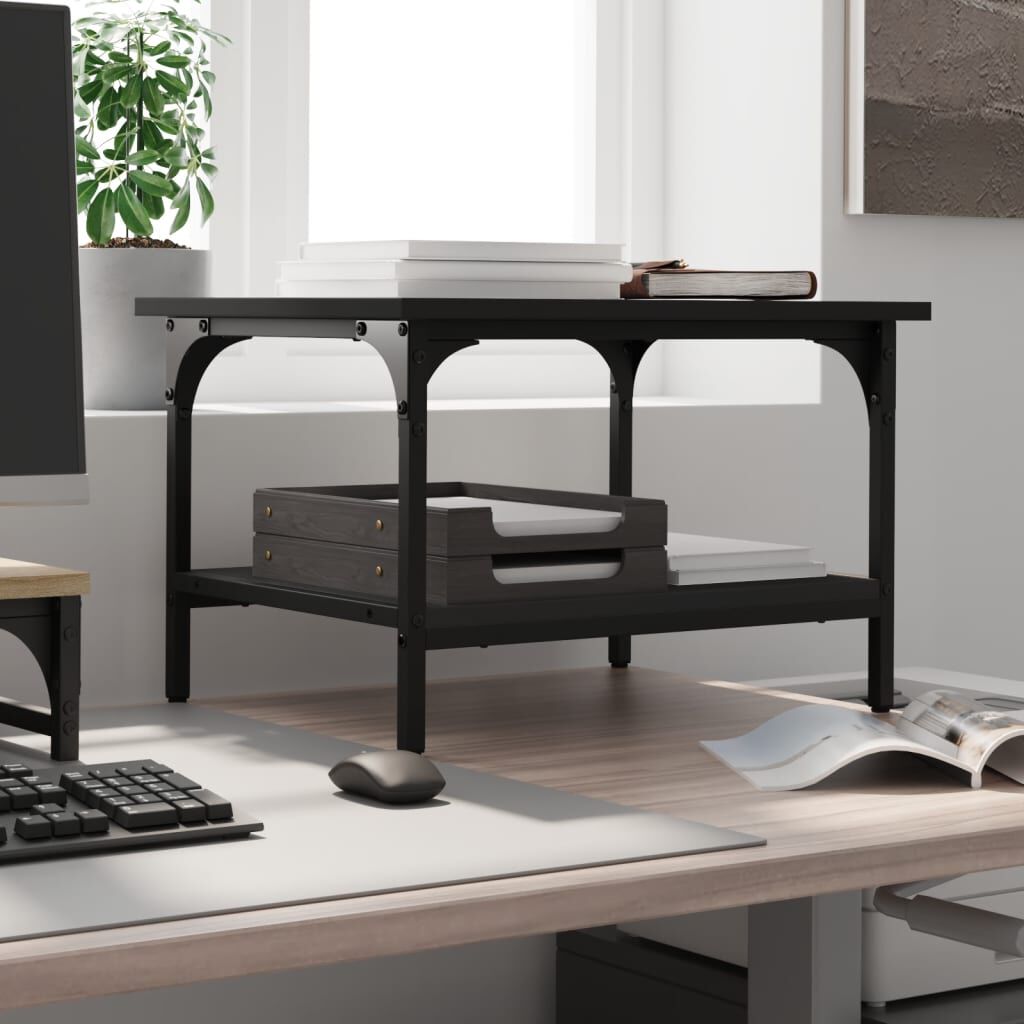vidaXL Printer Stand 2-Tier Black 50x40x38 cm Engineered Wood