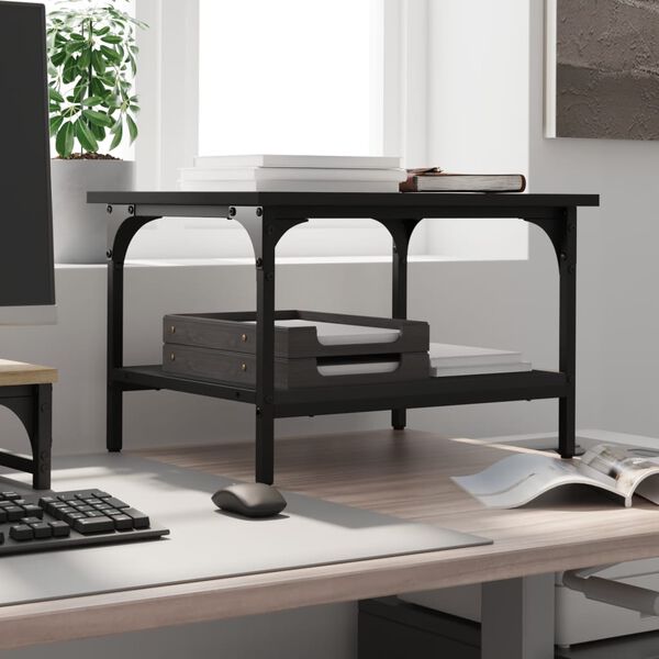 vidaXL Printer Stand 2-Tier Black 50x40x38 cm Engineered Wood