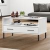 vidaXL Coffee Table with Metal Legs White 85x50x45cm Solid Wood OSLO