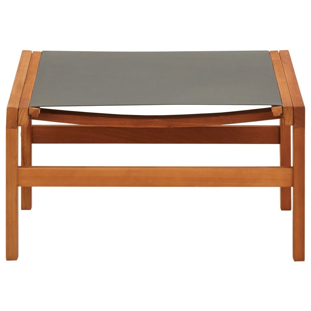 vidaXL Garden Chair with Footrest Grey Solid Eucalyptus Wood and Textilene