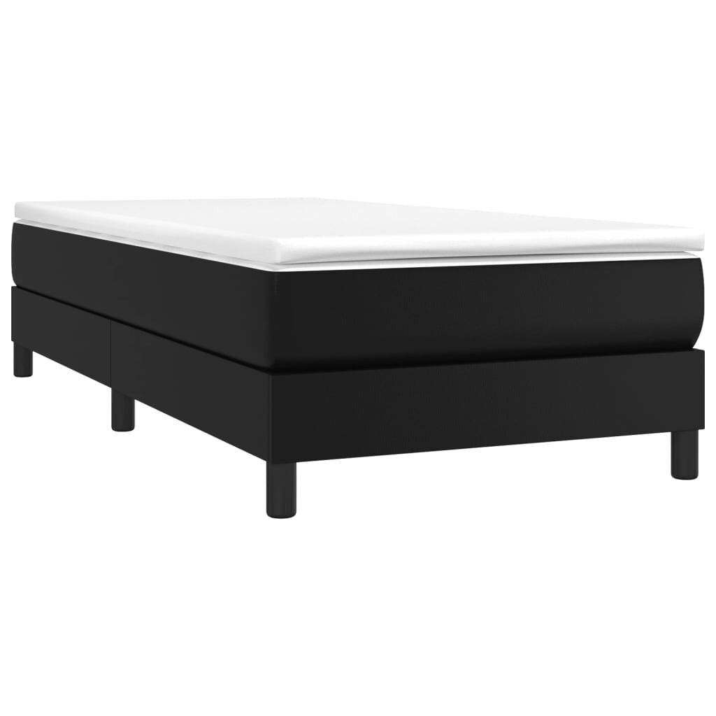 vidaXL Box Spring Bed with Mattress Black 100x203 cm Twin XL Faux Leather