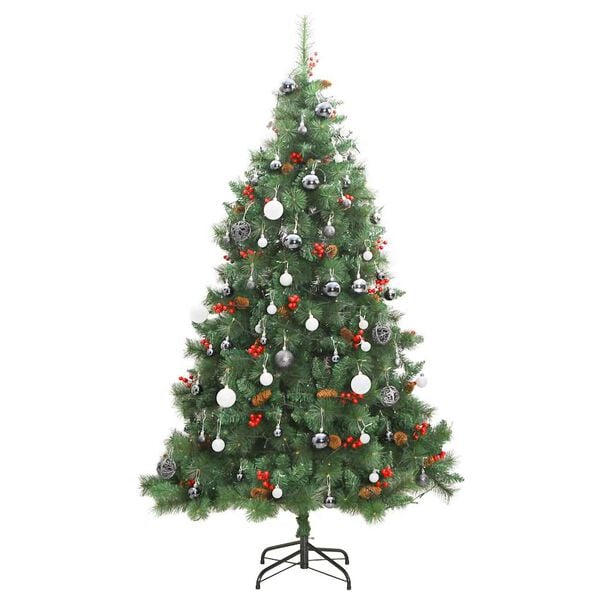 vidaXL Artificial Hinged Christmas Tree 300 LEDs & Ball Set 180 cm
