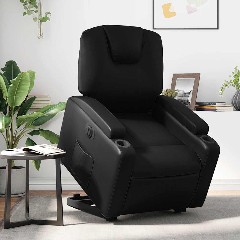 vidaXL Electric Stand up Recliner Chair Black Faux Leather