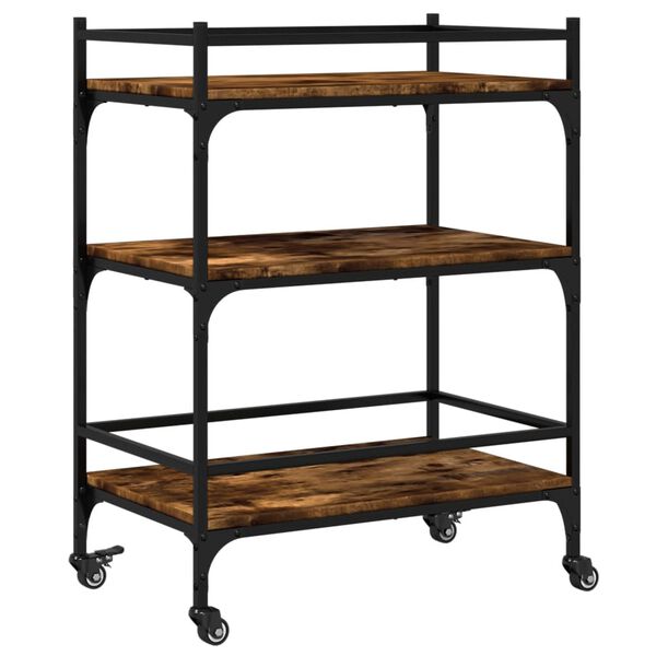 vidaXL Kitchen Trolley Smoked Oak 65x40x86.5 cm Engineered Wood