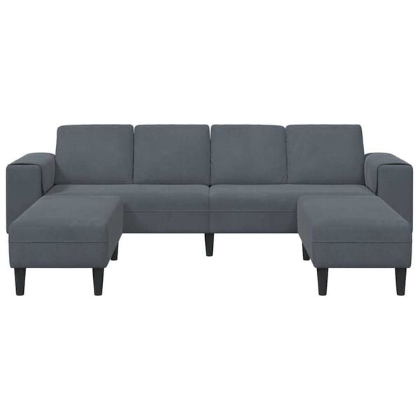 Sofa Set 3 pcs Dark grey Velvet