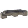 vidaXL 9 Piece Garden Lounge Set with Cushions Grey Poly Rattan